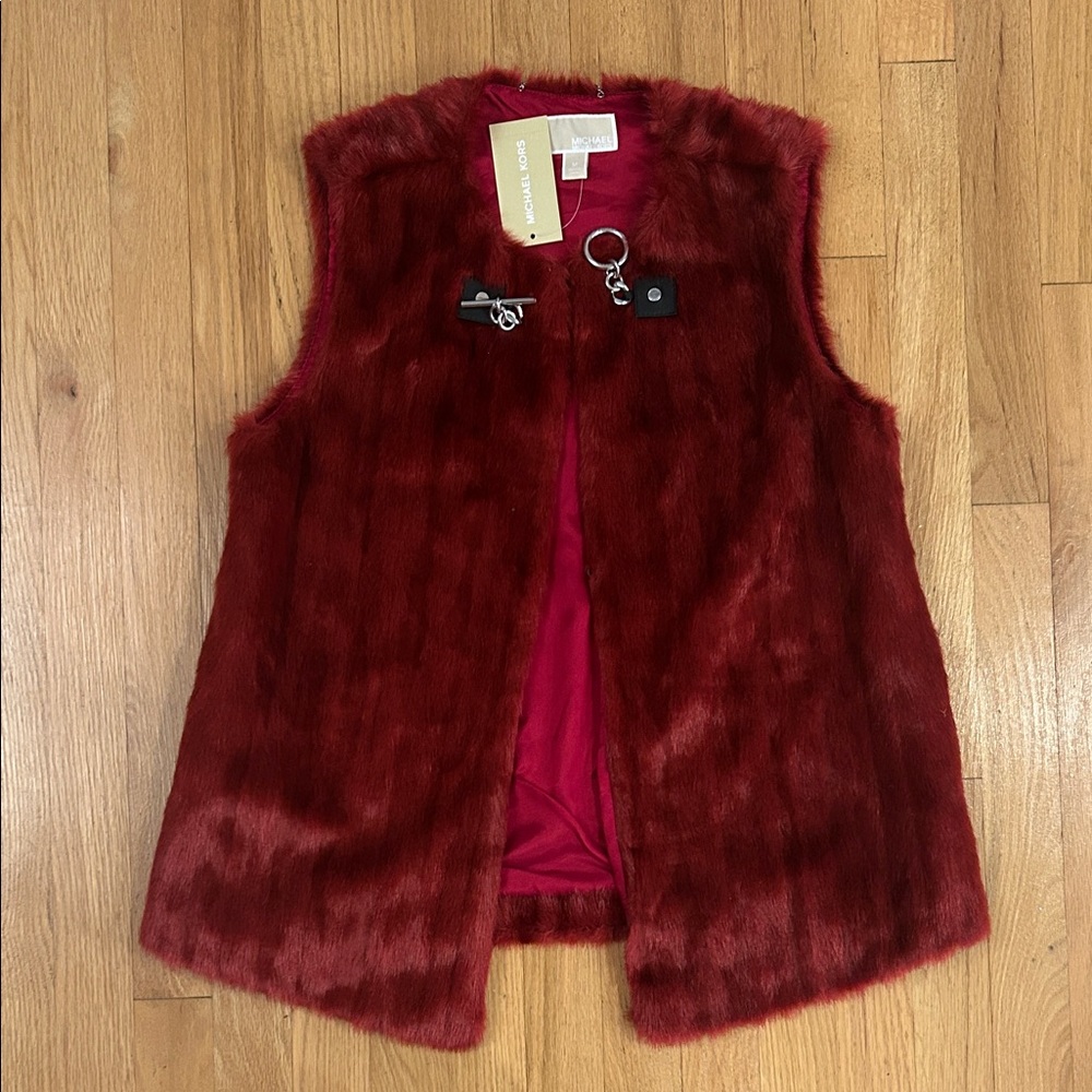 Michael Kors Burgundy Faux Fur Vest